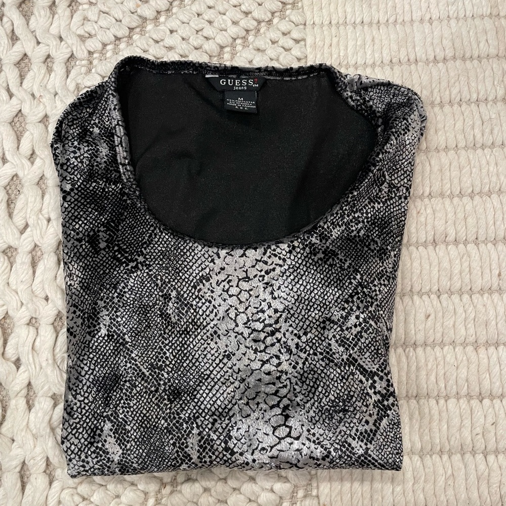 Guess Long Sleeve Snakeskin Print Top - Picture 4 of 7